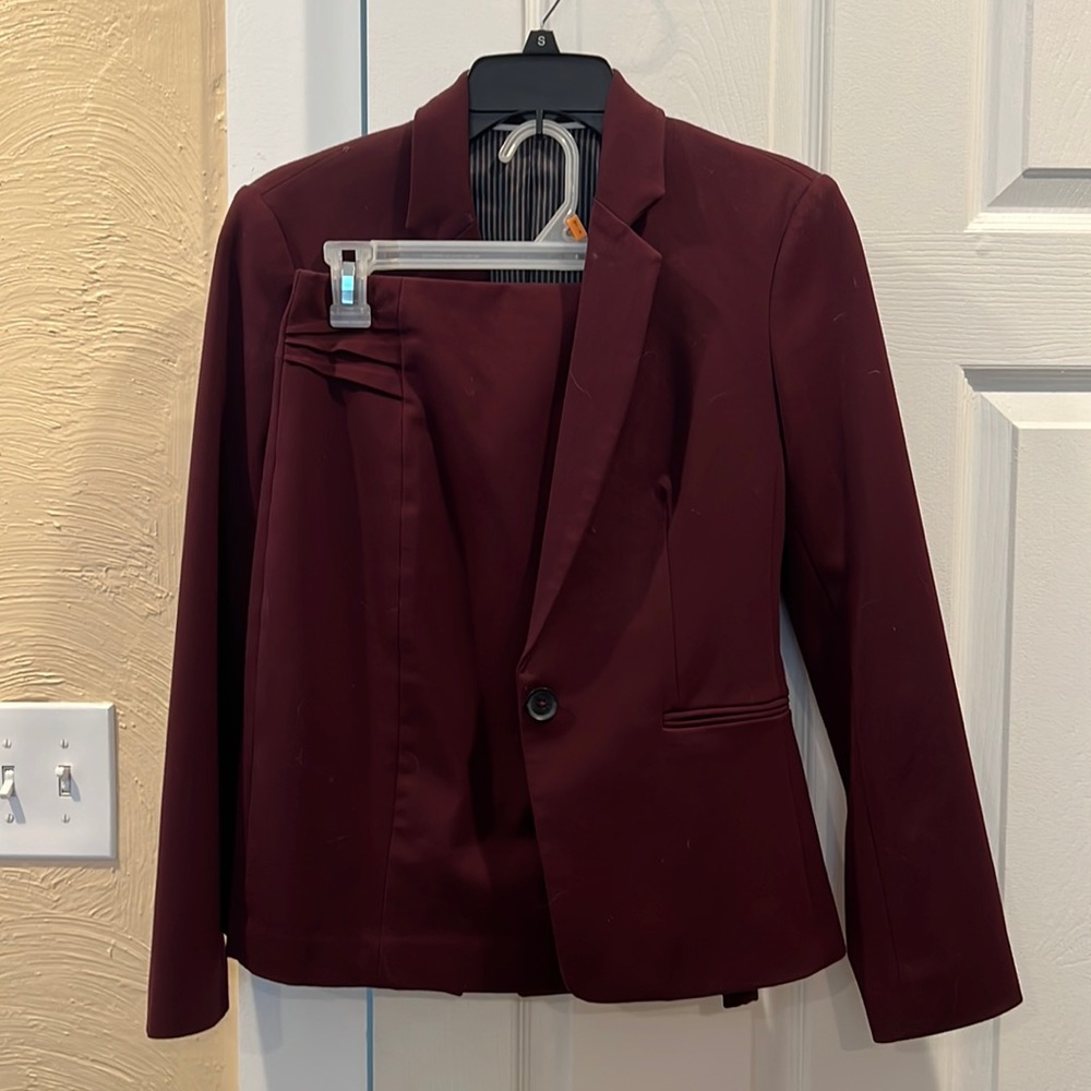 Burgundy skirt suit from Express (jacket size 4 skirt size 2)